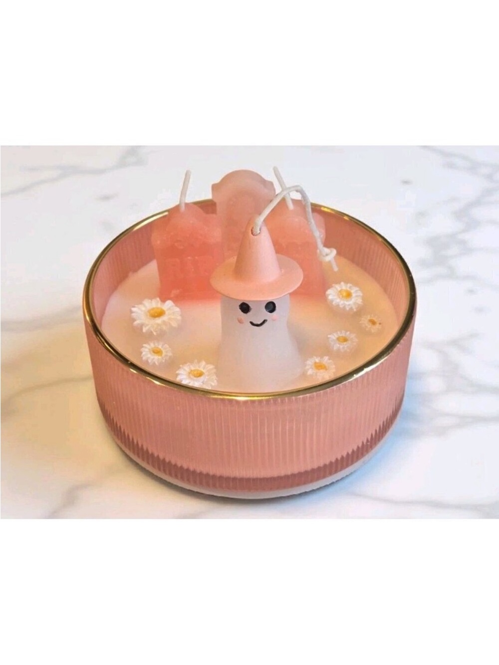 New Pink Ghost Halloween Candle